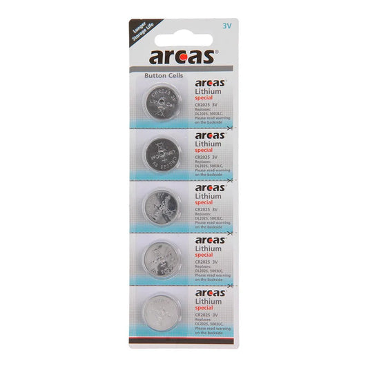 Arcas Pack 5 Lithium Button Batteries Cr2025