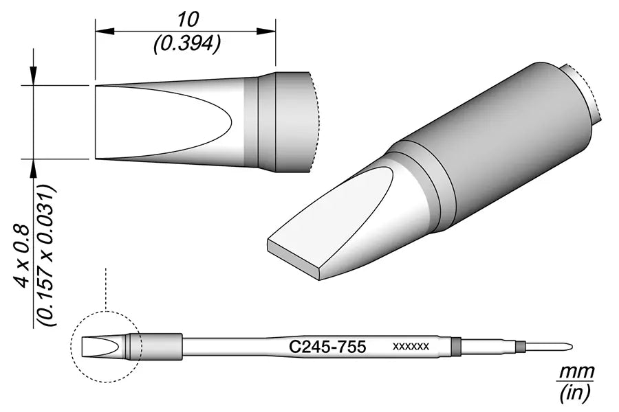 Cartucho Cincel 4X0,8 HT Para Lapiz  T245 Desoldar Grandes Componentes