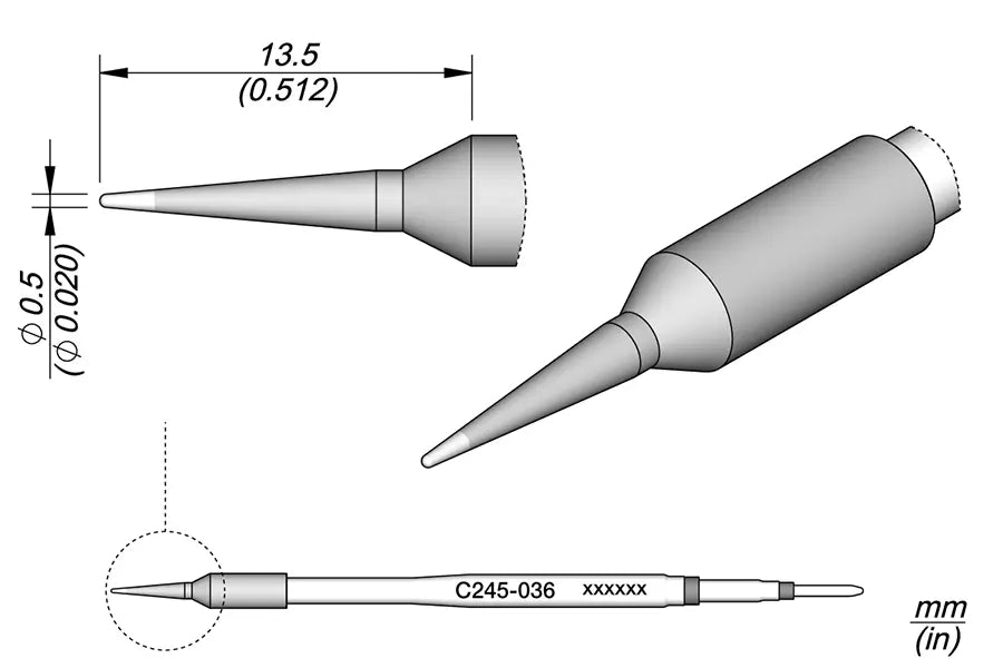 Cartucho Conico Ø0,5 S1 Para Lapiz T245 Soporte Grueso