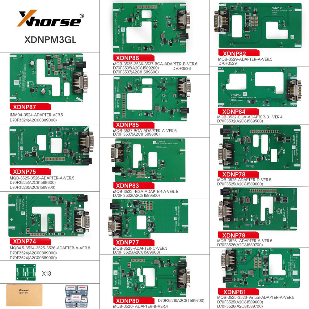 Pack De Adaptadores Mqb, 13 Pcs - Ref.Xhorse: Xdnpm3