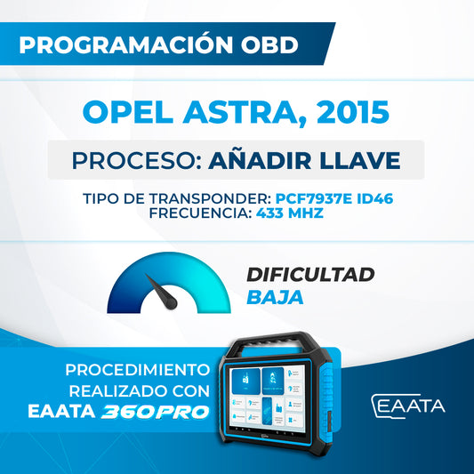 Programmation OBD - OPEL Astra, 2015 - Ajouter une clé