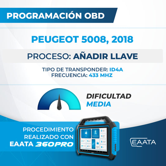 Programación OBD - PEUGEOT 5008, 2018 - Añadir llave