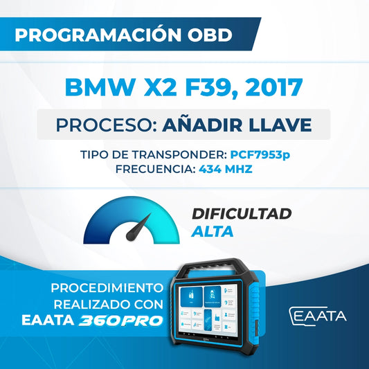 Programación OBD - BMW X2 F39, 2017 - Añadir llave